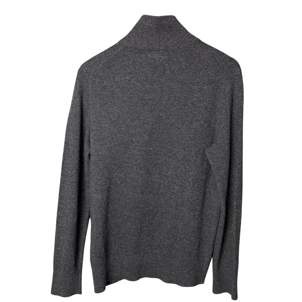 Banana Republic Mens 1/4 Snap Sweater Italian Merino Wool Gray Minimalist Preppy
